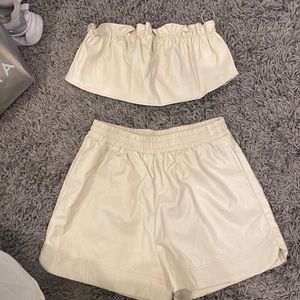 Leather shorts set